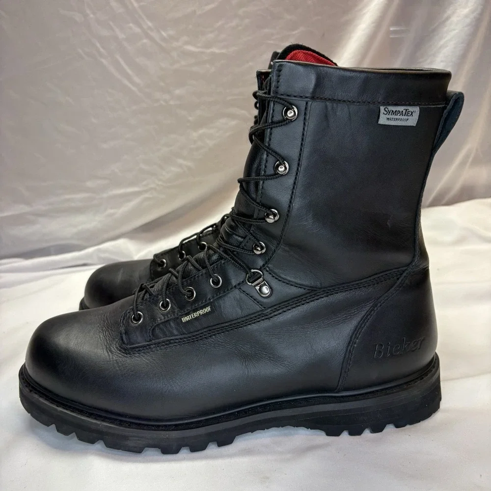 Bieker Waterproof Leather Work Boots Mens Size 14 W Wide Width Black SympaTex